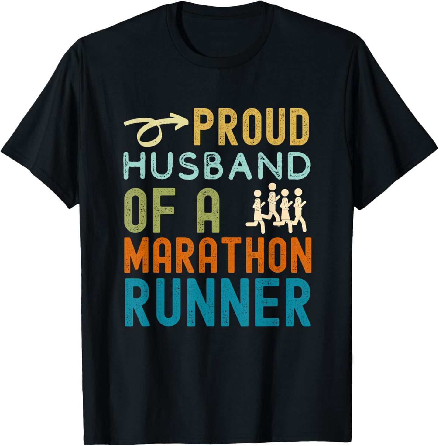 Proud husband of a marathon runner retro vintage distressed T-Shirt - T-Shirt | Black