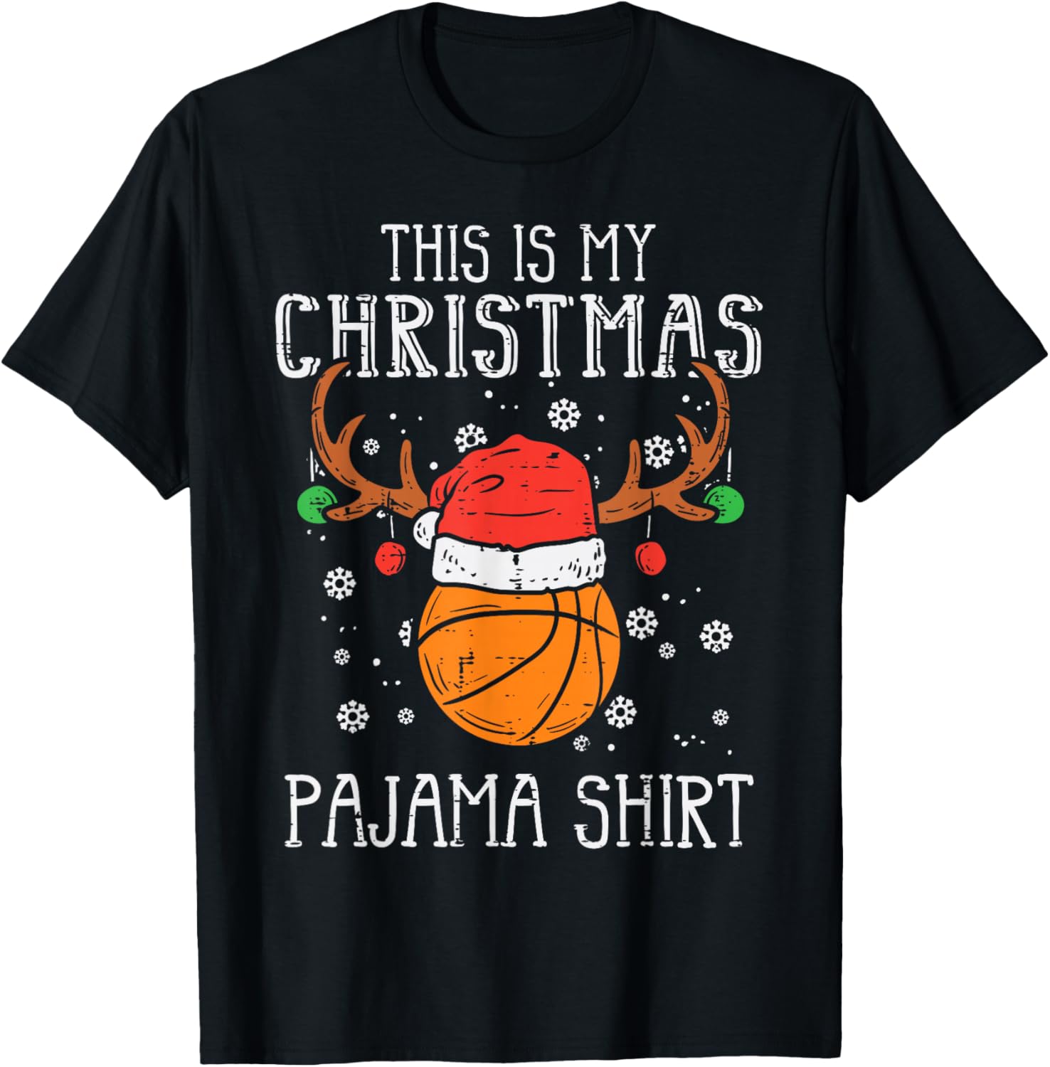 This Is My Christmas Pajama Shirt Basketball Xmas Sports T-Shirt - T-Shirt | Black