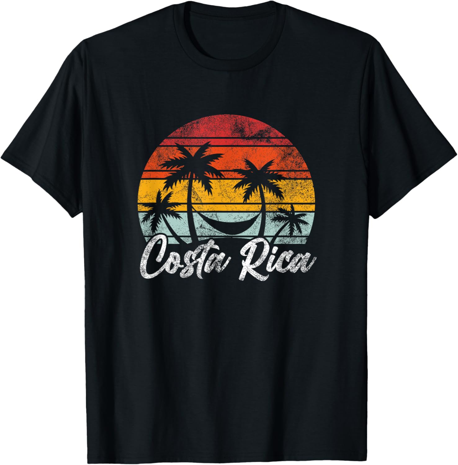 Costa Rica Vintage 70s 80s Retro Throwback Vacation Holiday T-Shirt - T-Shirt | Black