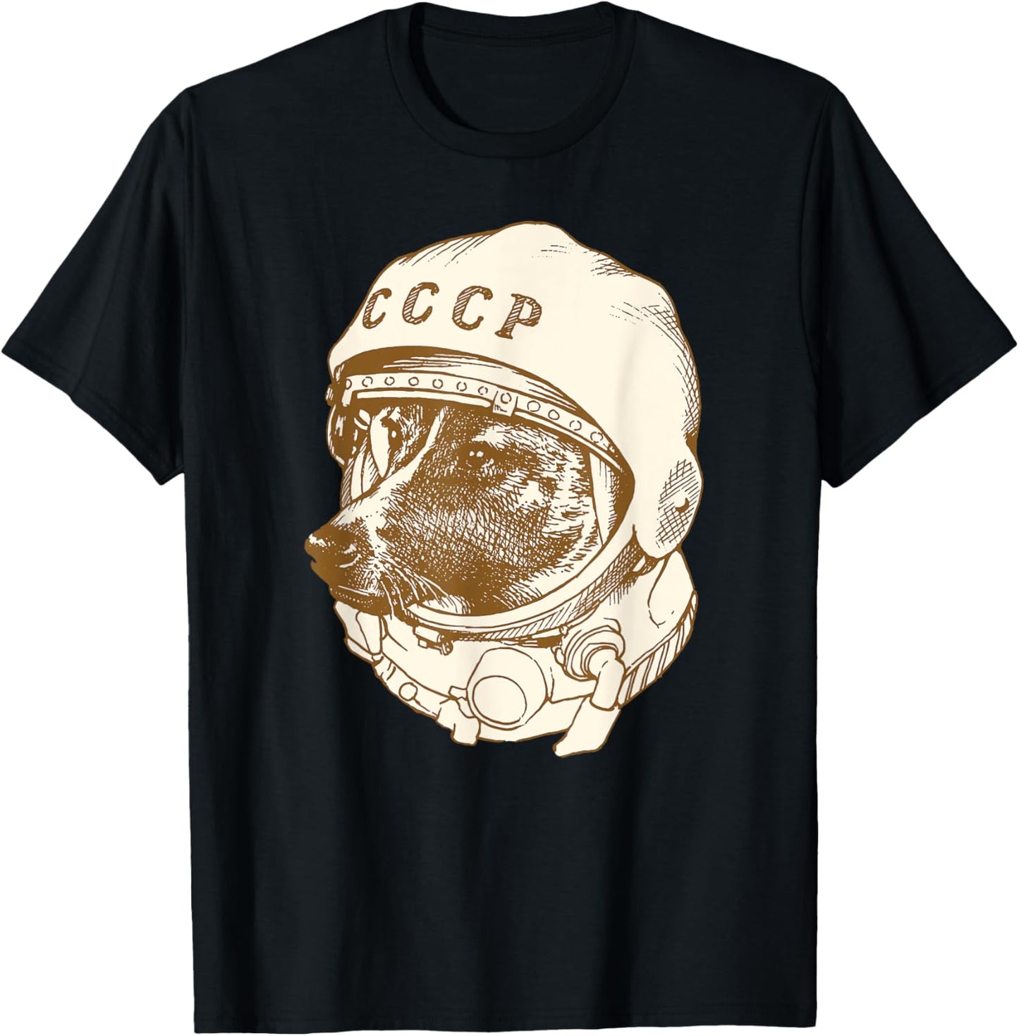 Laika Dog Sputnik Space Space Travel USSR T-Shirt - T-Shirt | Black