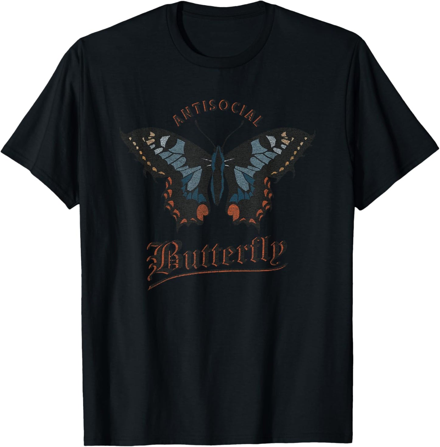 Antisocial Butterfly Grunge Fairycore Aesthetic Introvert T-Shirt - T-Shirt | Black