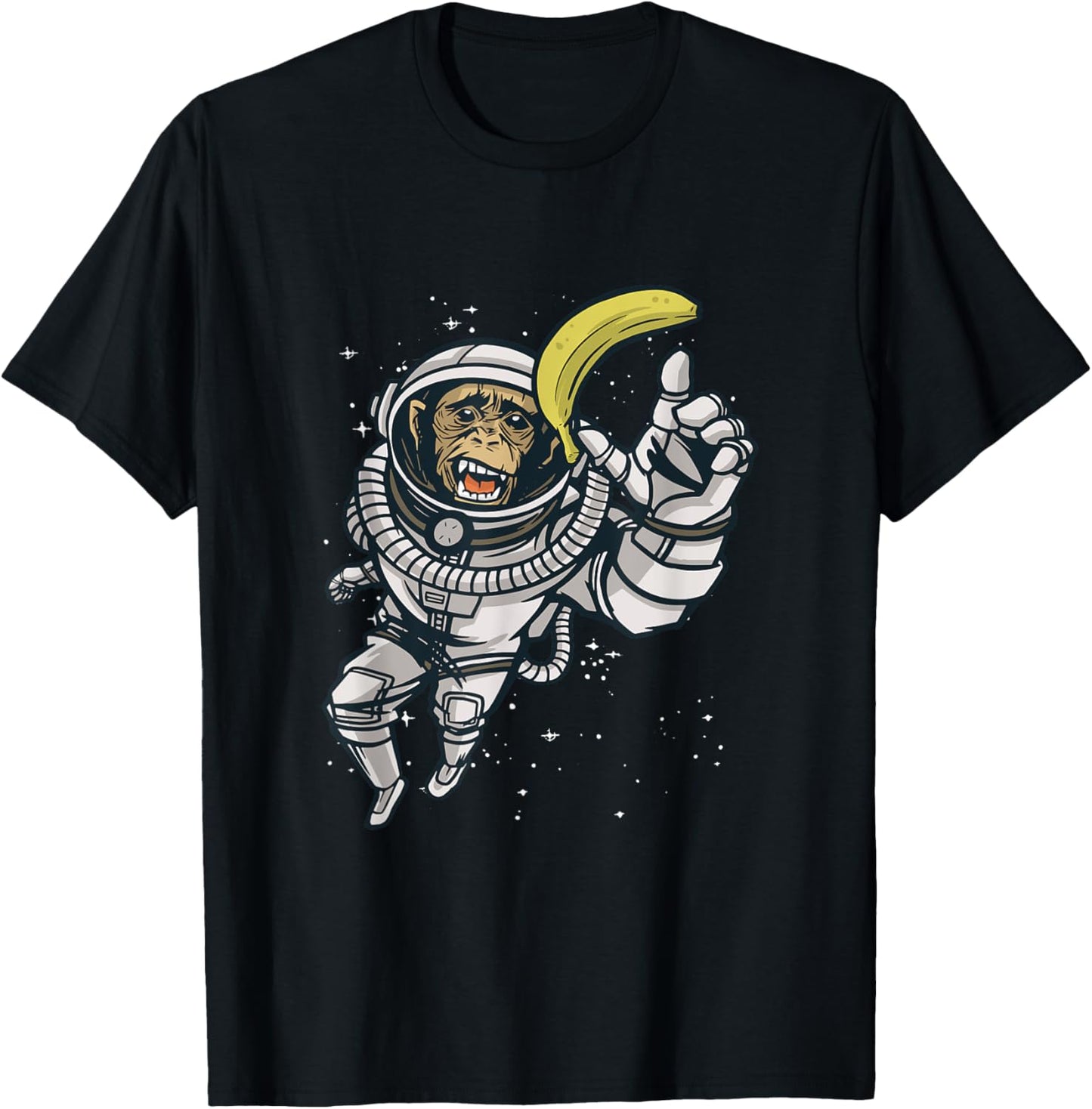 Funny Astronaut Monkey Chimpanzee Chimp Space Humor Meme T-Shirt - T-Shirt | Black