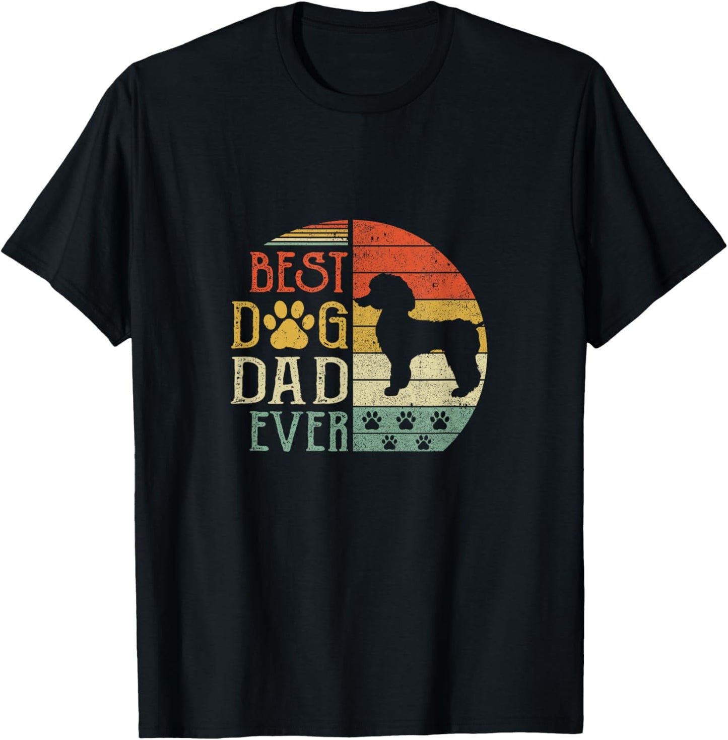 Poodle Best Dog Dad Ever Vintage Father'S Day Retro T-Shirt - T-Shirt | Black
