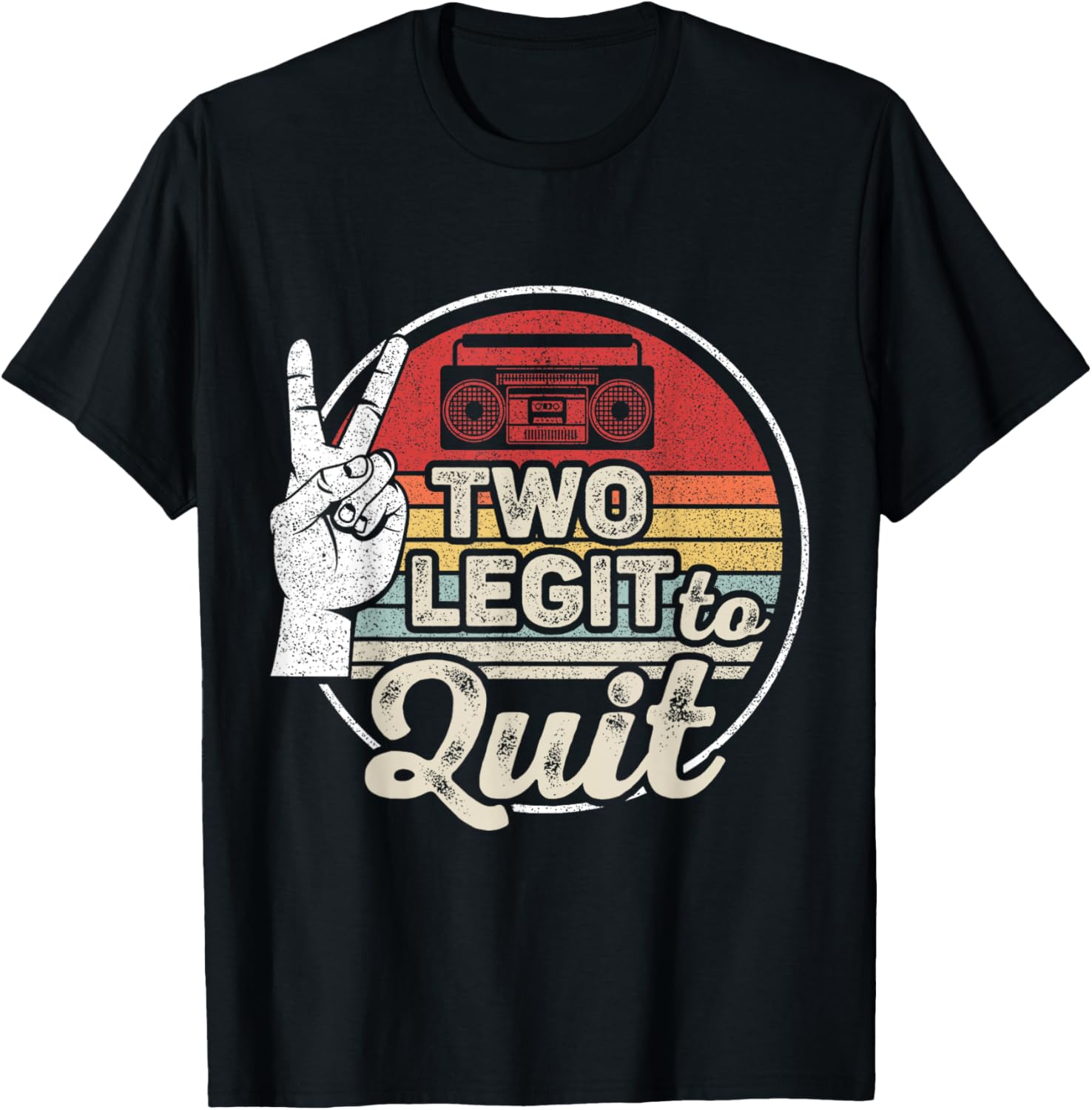 Retro Vintage 2nd Birthday Hip Hop Theme Two Legit To Quit T-Shirt - T-Shirt | Black