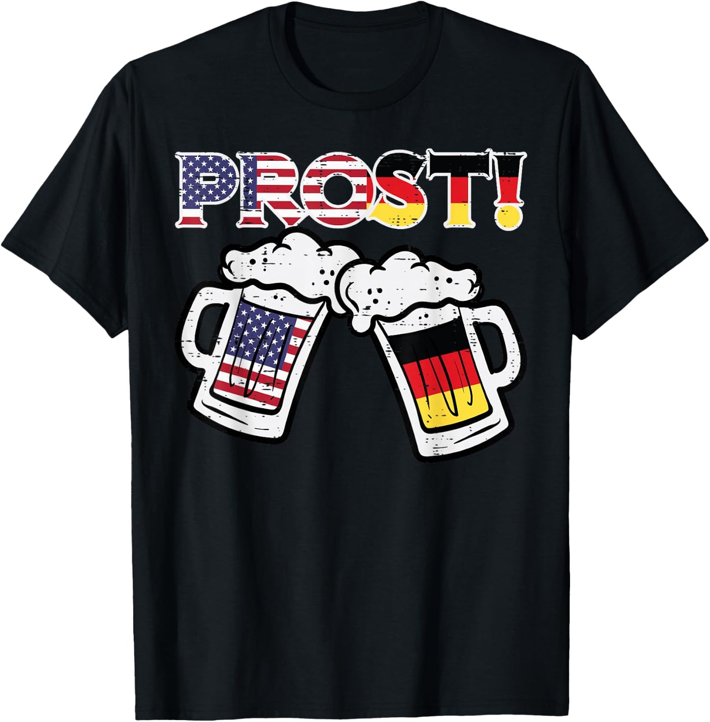 Oktoberfest US German Flag Mug Prost Bavarian Dad Men Women T-Shirt - T-Shirt | Black
