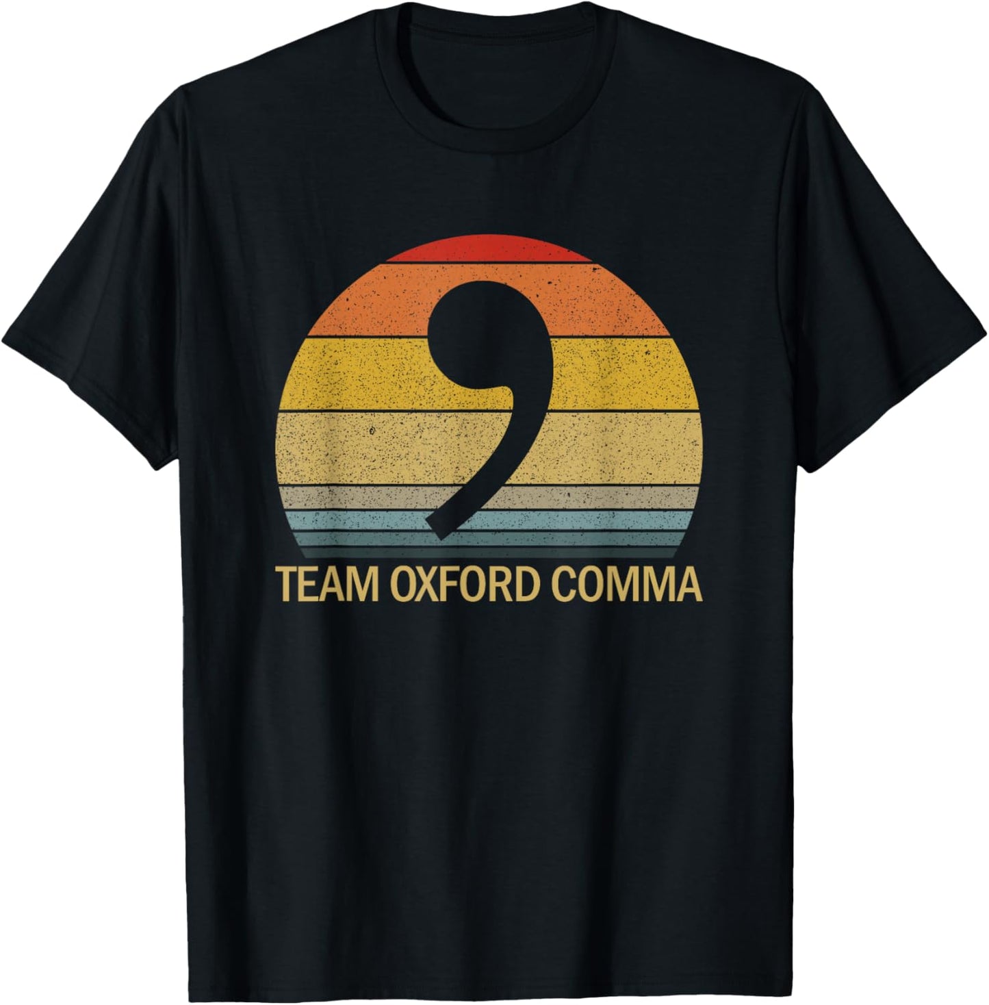 Team Oxford Comma Retro Sunset Team Oxford Comma T-Shirt - T-Shirt | Black