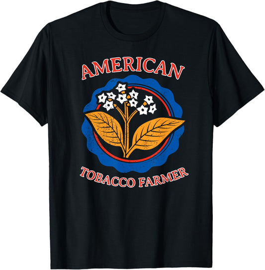 American Tobacco Farmer Leaf Grower Weed Agriculture Farming T-Shirt - T-Shirt | Black
