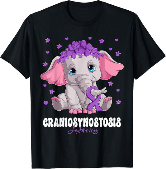 Purple Ribbon Survivor Warrior Craniosynostosis Awareness T-Shirt - T-Shirt | Black