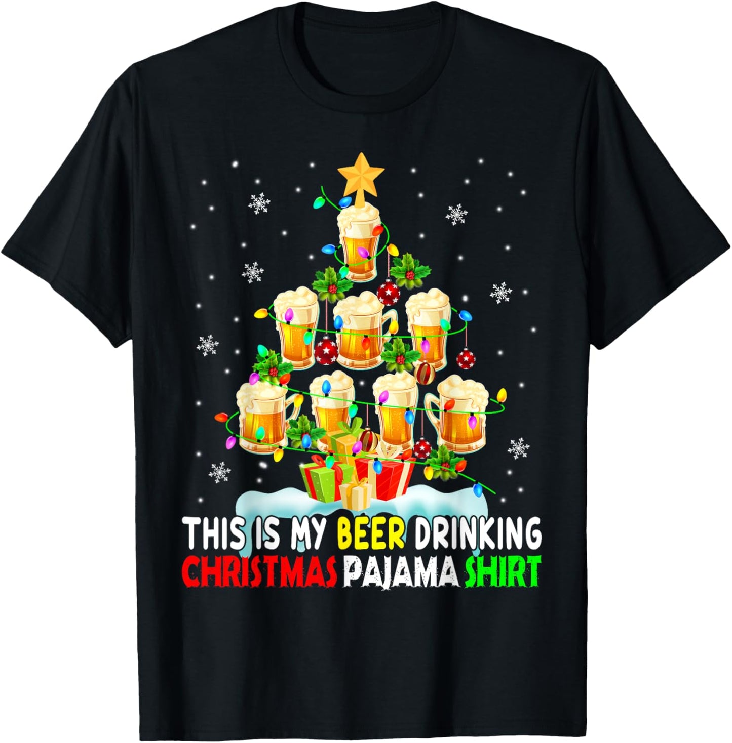 This Is My Beer Drinking Christmas Pajama Shirt Beer Drinker T-Shirt - T-Shirt | Black