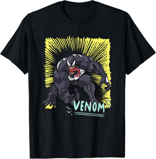 Marvel Venom Graphic Pop Marker Colour T-Shirt - T-Shirt | Black