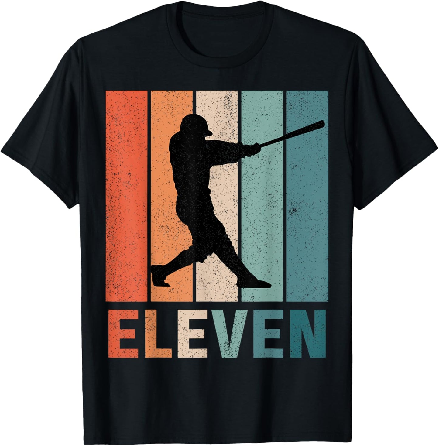 11th Birthday Retro Baseball Player Boys Kids 11 Years Old T-Shirt - T-Shirt | Black