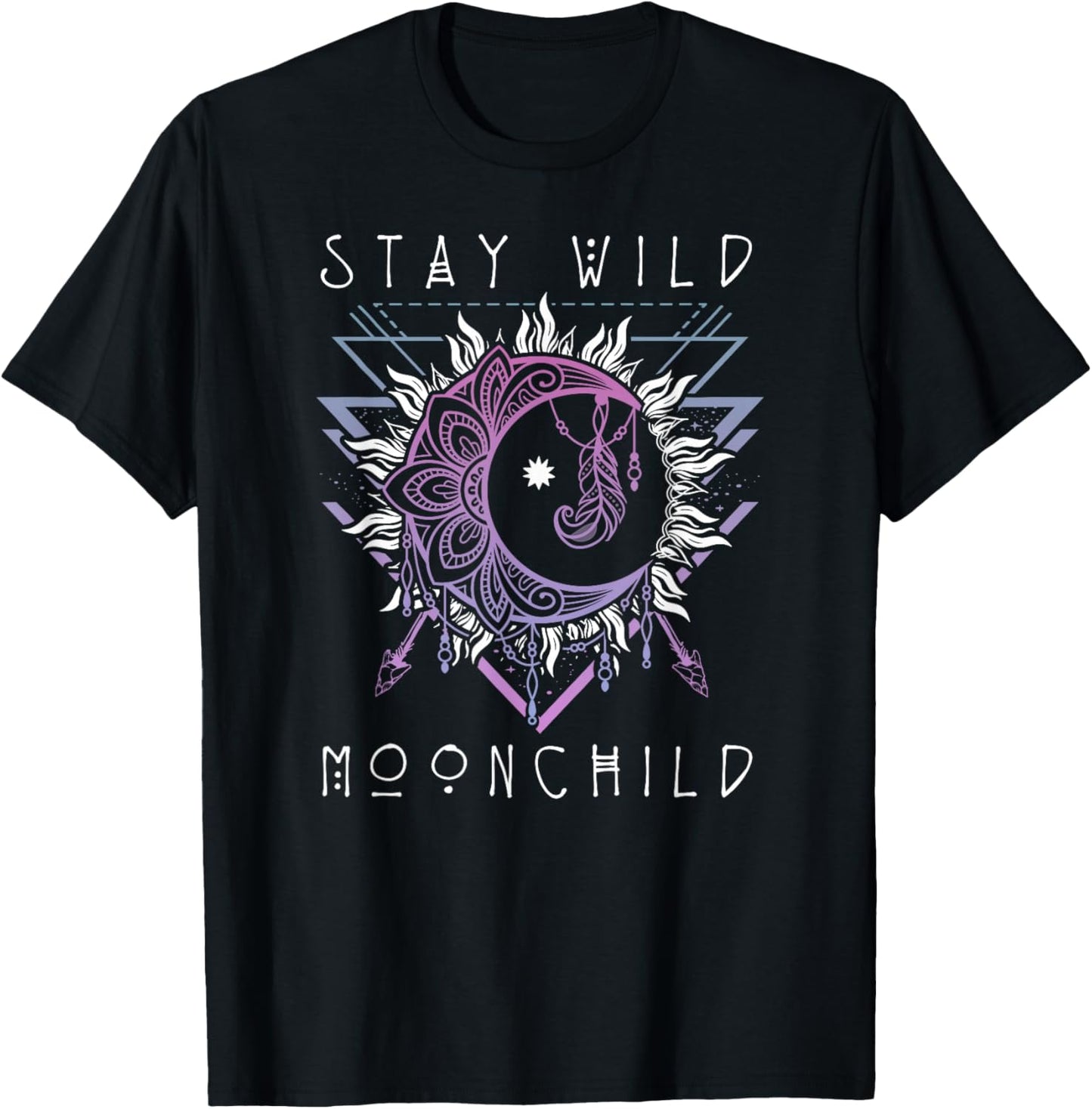 Sun and Moon Design Stay Wild Moon Child T-Shirt - T-Shirt | Black