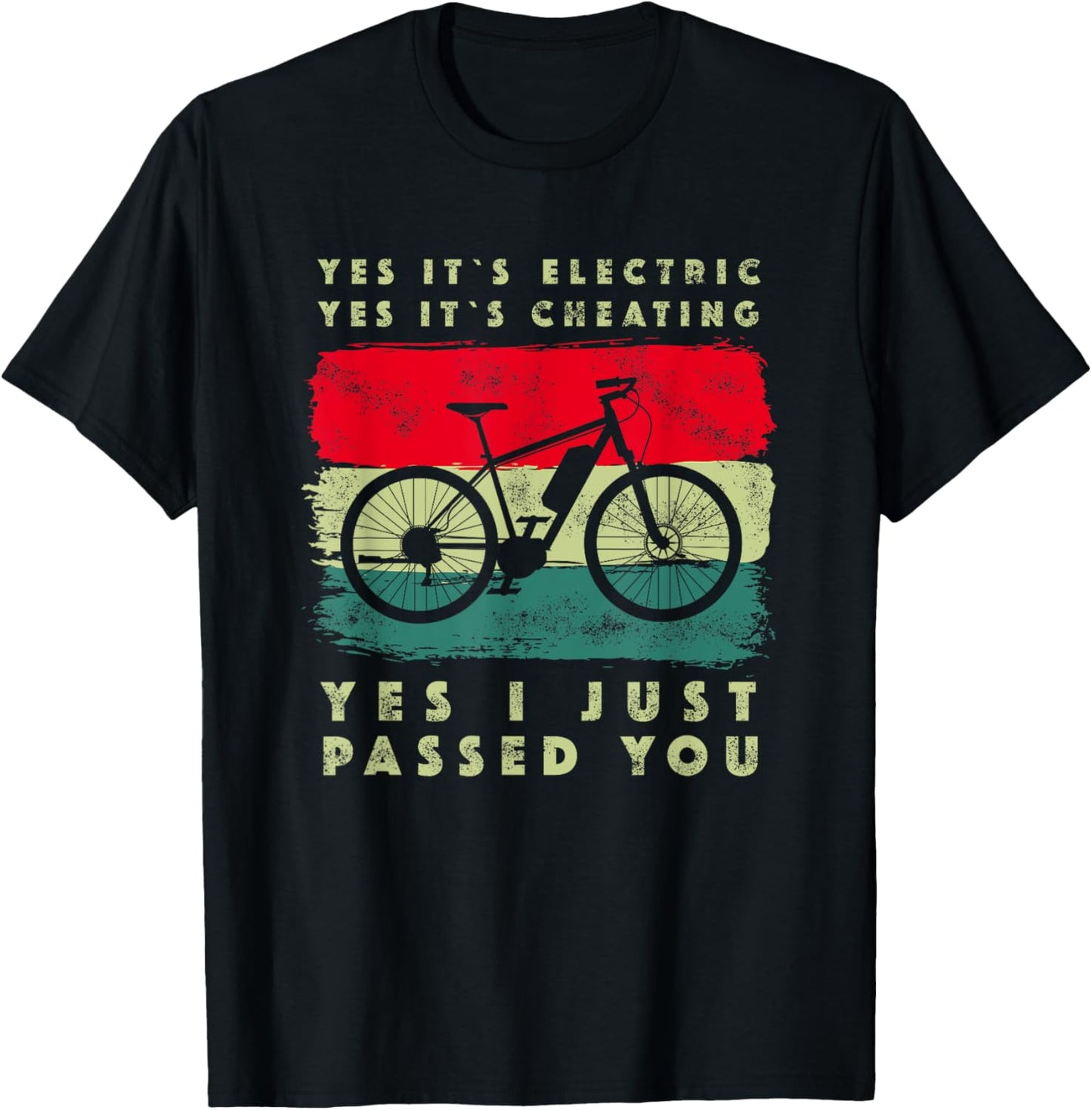 E-Bike Electric Bike Retro Outfit Gifts -Adults Black Small Graphic Short Sleeve Classic Fit Pull On Retro Cycling Accessory T-Shirt - T-Shirt | Black
