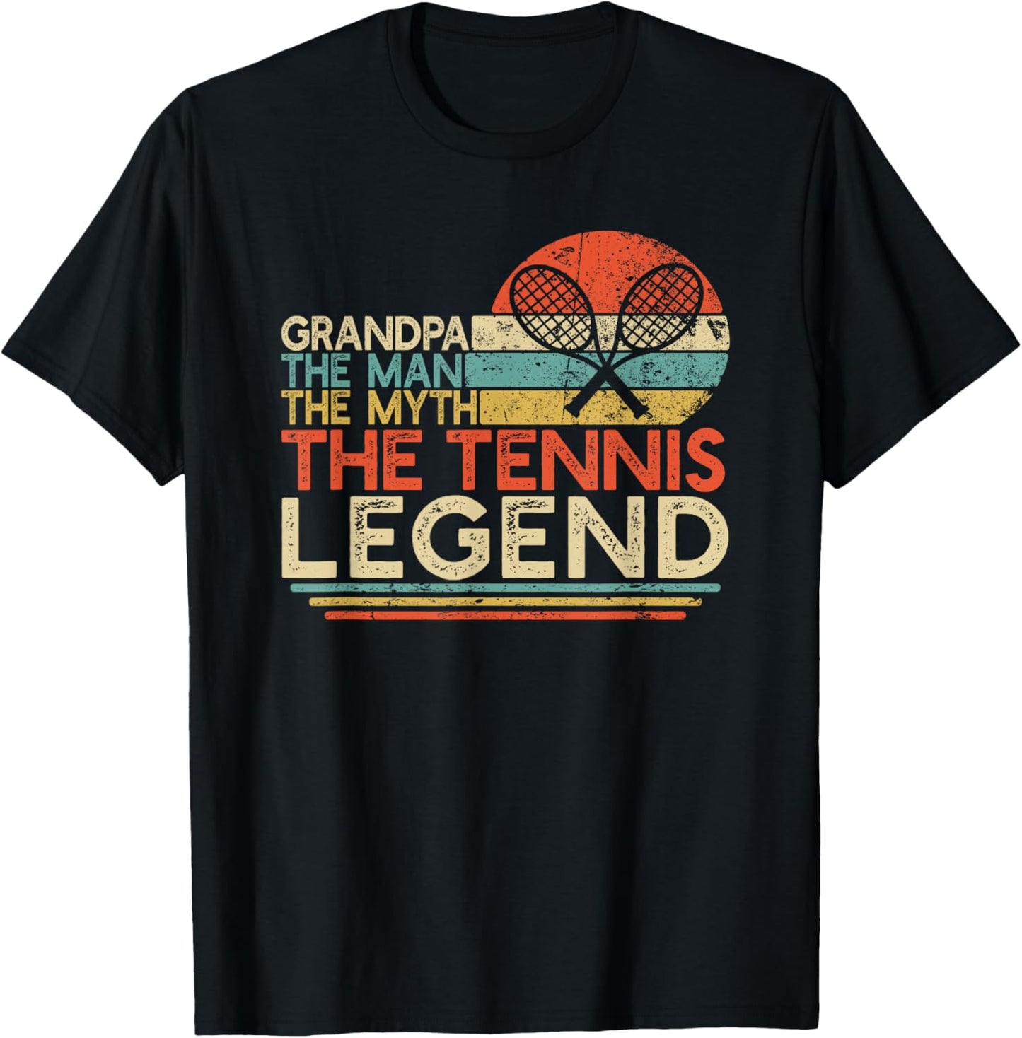 Vintage Tennis Player Grandpa The Man The Myth The Legend T-Shirt - T-Shirt | Black