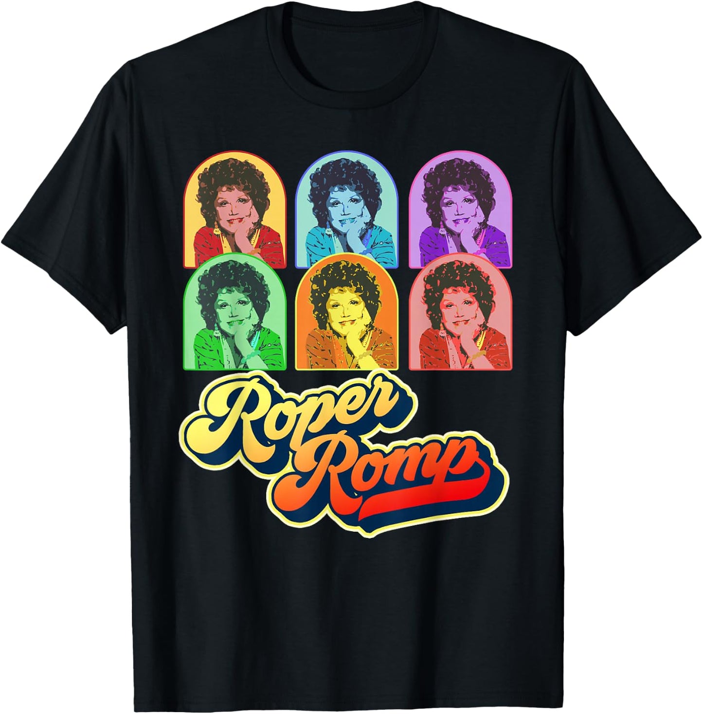 Roper Romp Pop Art Mrs. Roper Three's Company Retro T-Shirt - T-Shirt | Black