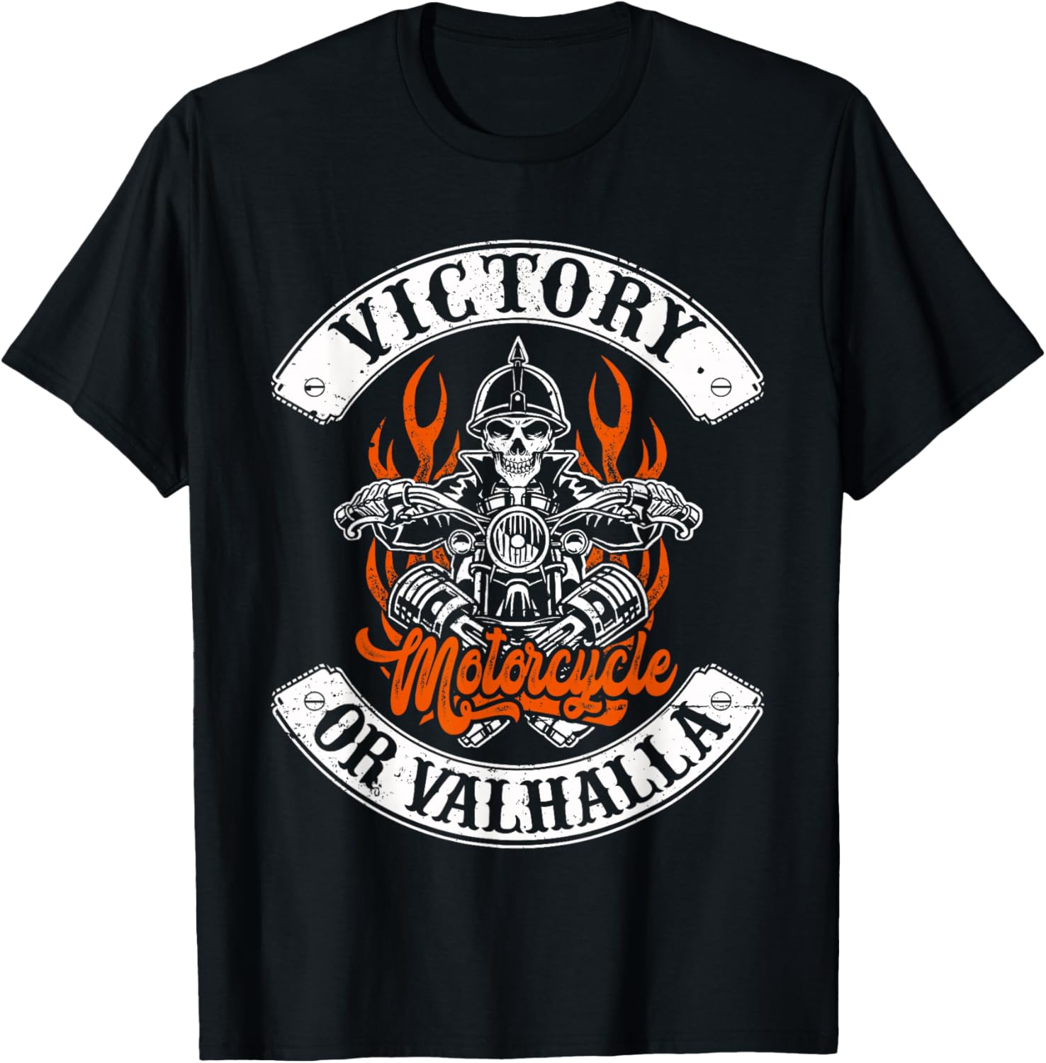 Motorcycle Norse Viking Victory Or Valhalla Men Dad T-Shirt - T-Shirt | Black