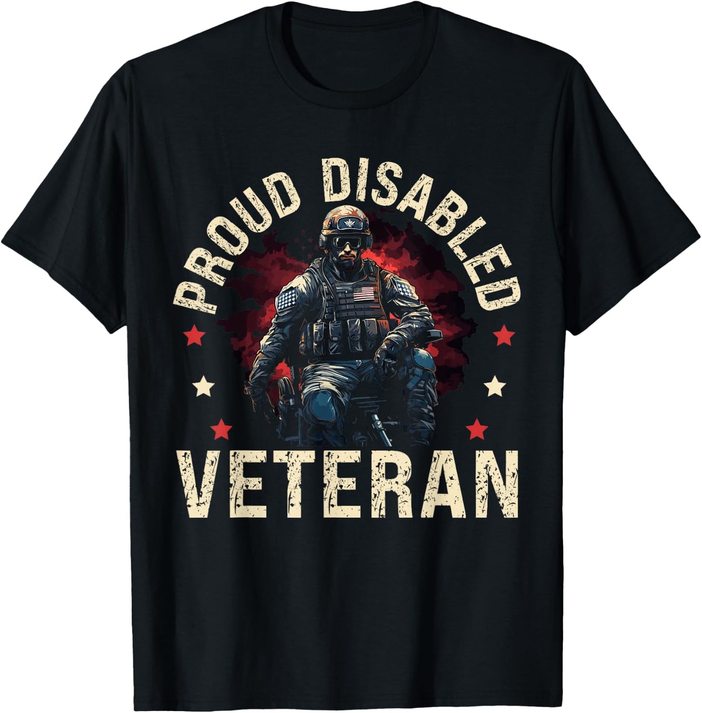 Disabled Veteran Armed Forces Military Soldier Army USA T-Shirt - T-Shirt | Black