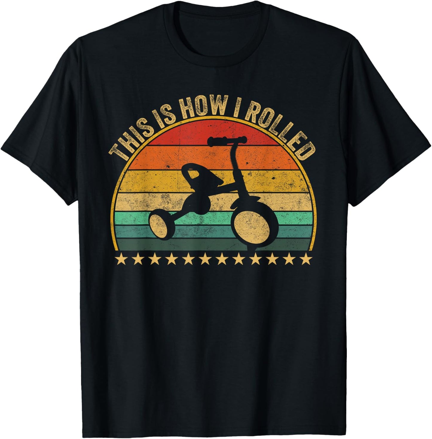 This Is How I Rolled 70s 80s Nostalgic Big Tricycle Wheel T-Shirt - T-Shirt | Black