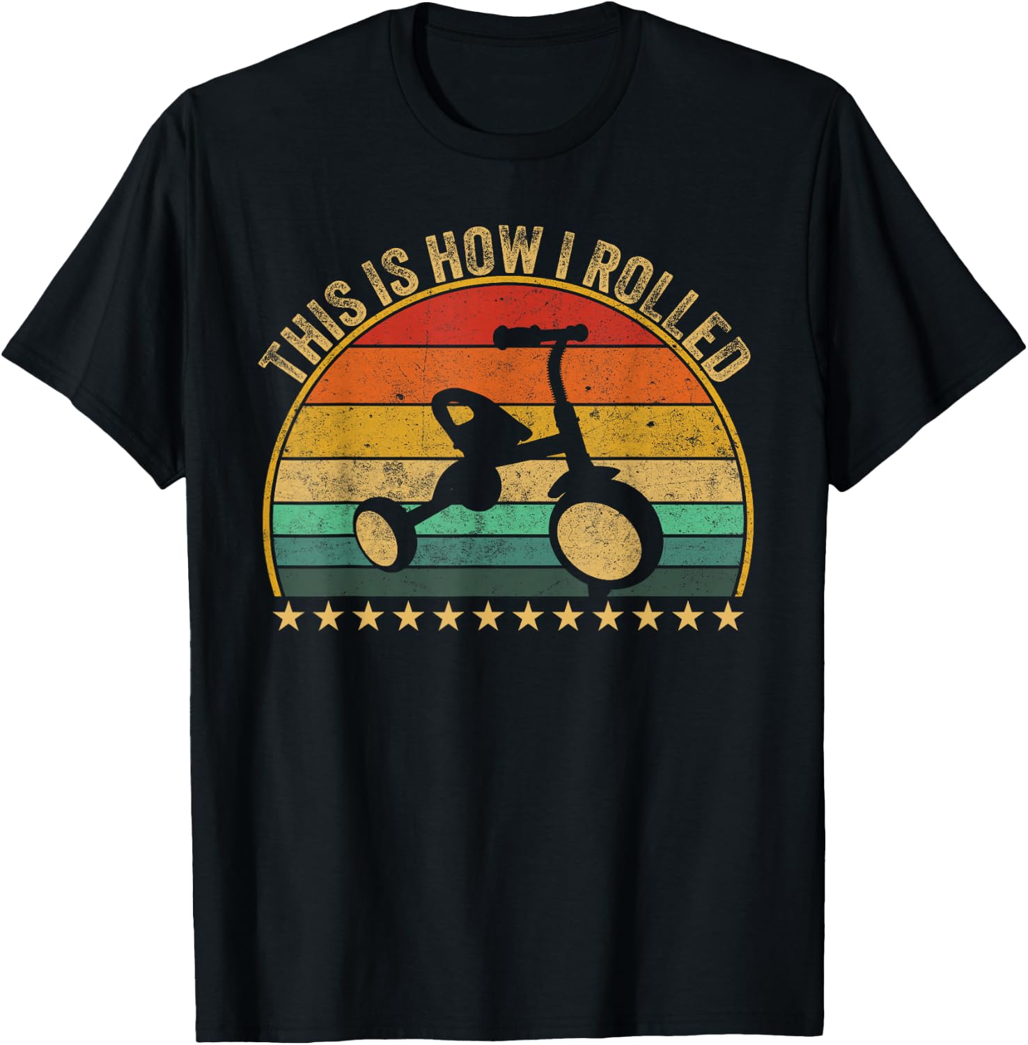 This Is How I Rolled 70s 80s Nostalgic Big Tricycle Wheel T-Shirt - T-Shirt | Black