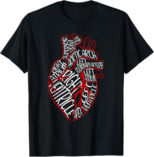 Anatomical Heart Medical Parts of Heart For Cardiologist T-Shirt - T-Shirt | Black