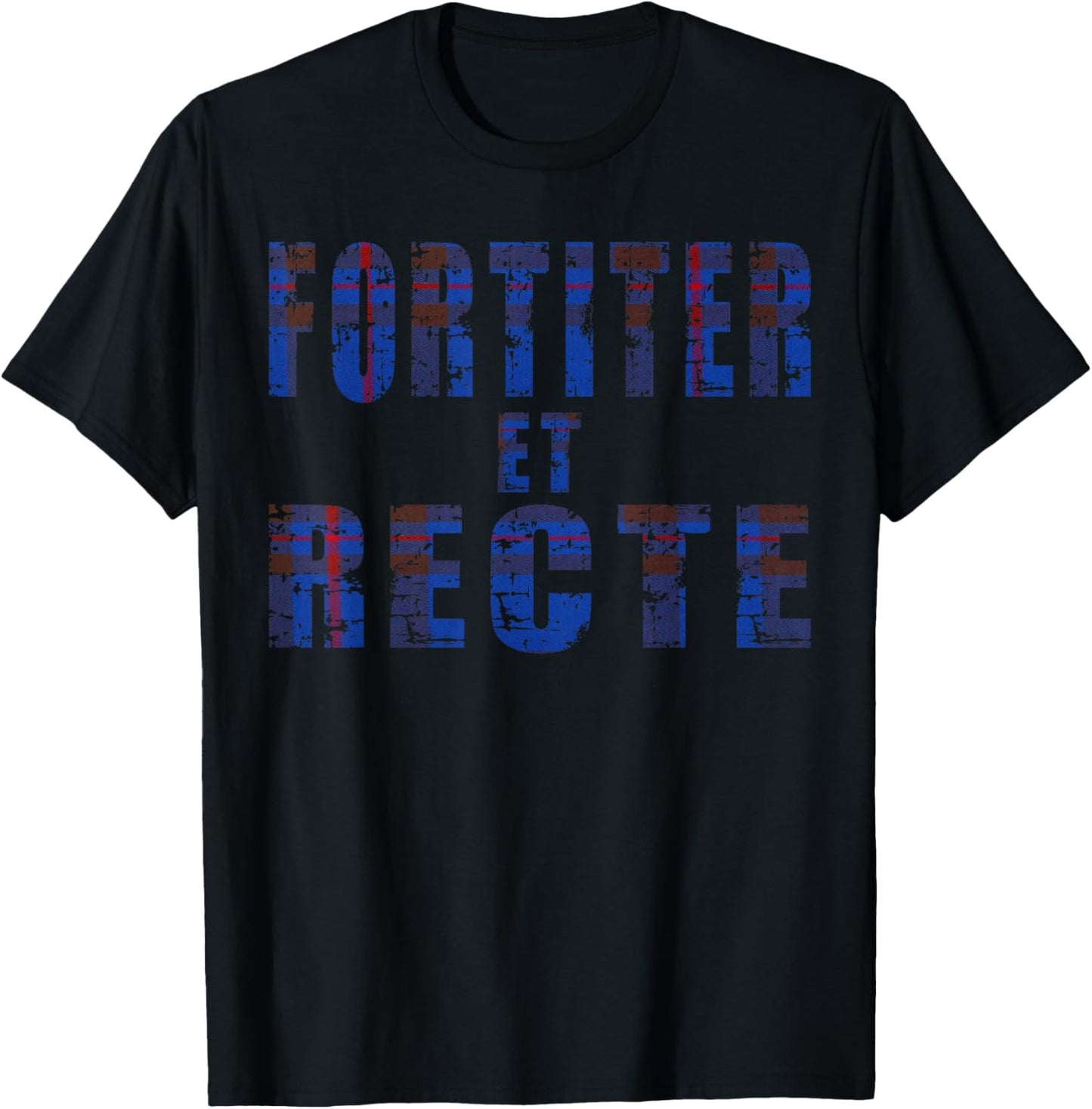 Clan Elliott Motto, Fortiter et Recte Elliot family tartan T-Shirt - T-Shirt | Black