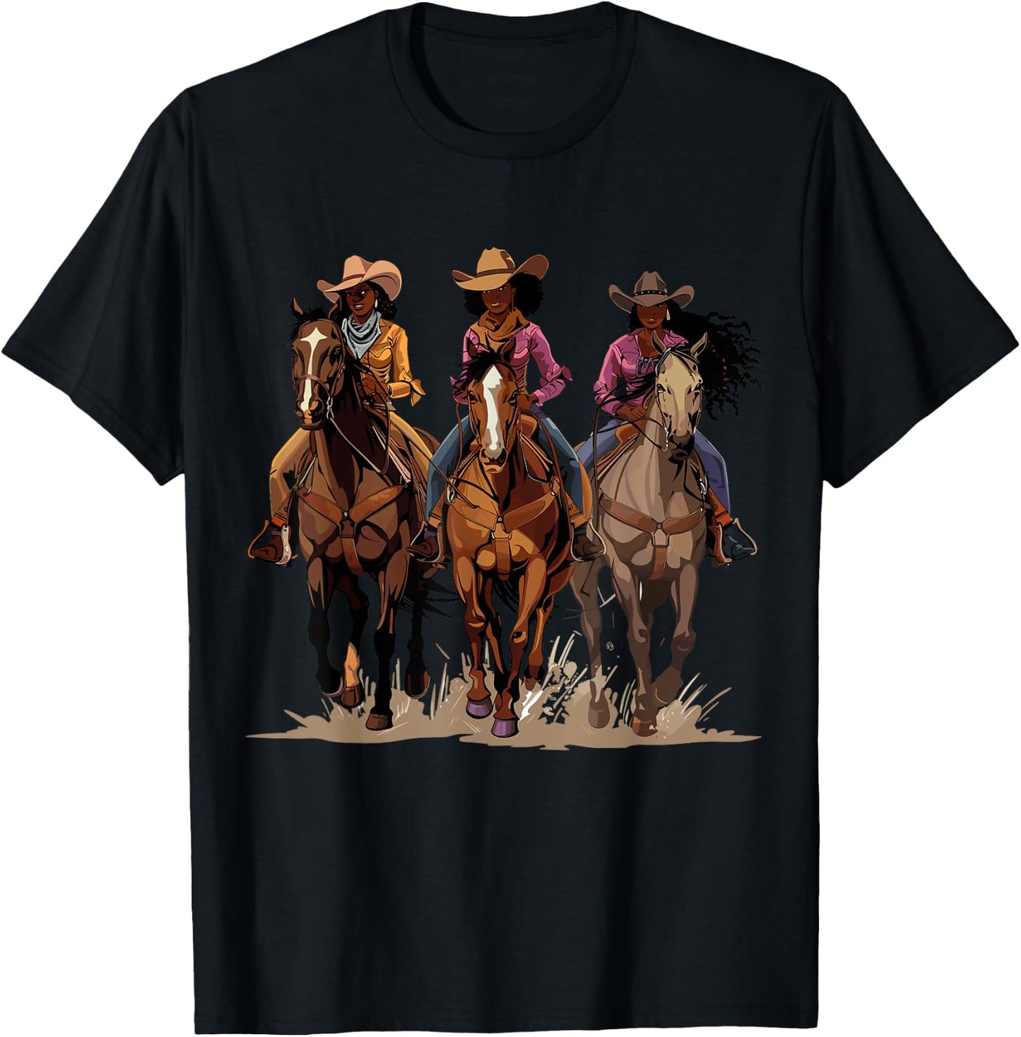 Black African American Cowgirl Western Country Texas Rodeo T-Shirt - T-Shirt | Black