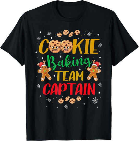 Cute Cookie Baking Team Captain Holiday Cook Fun Bake Cakes T-Shirt - T-Shirt | Black