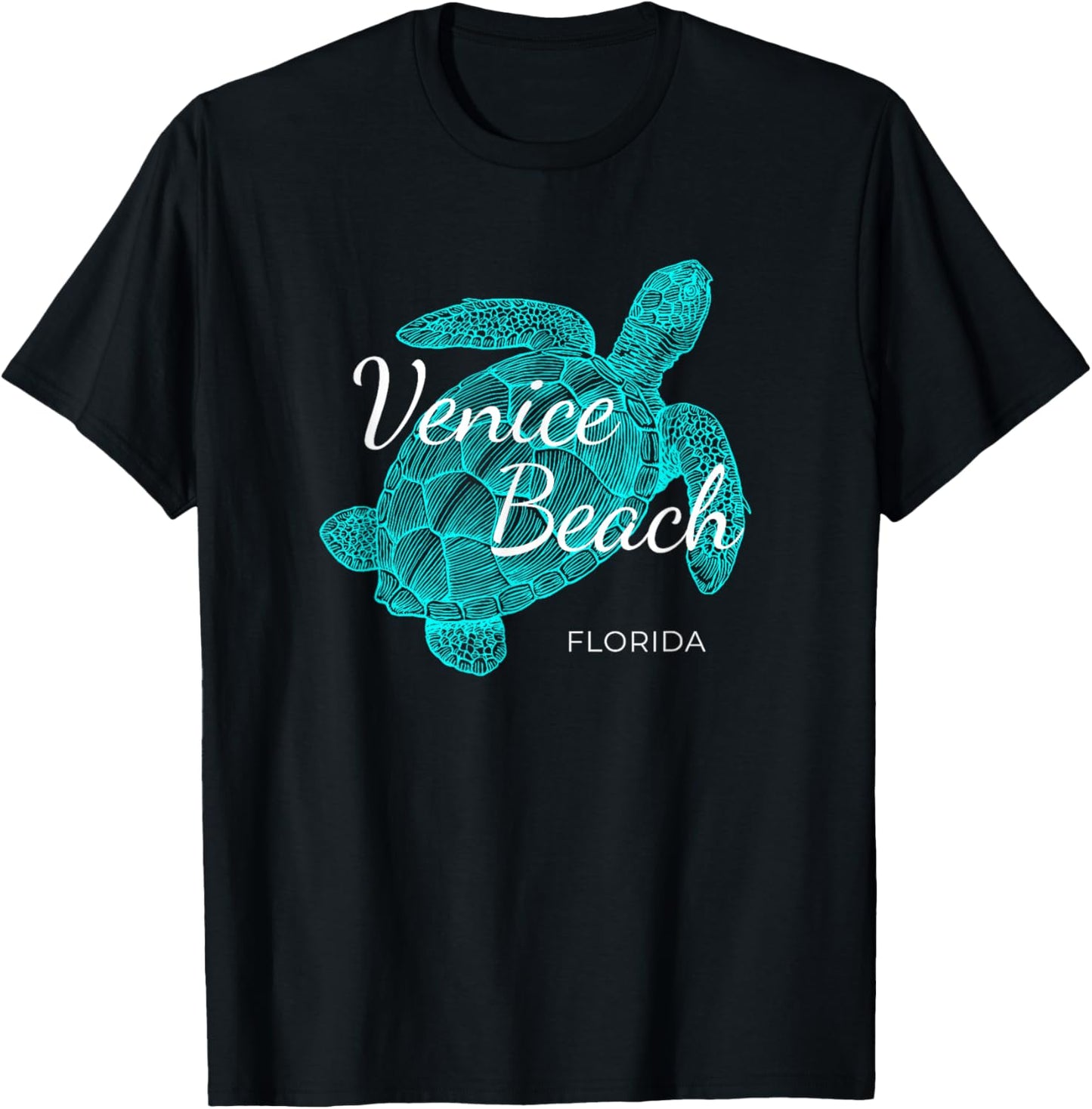 Venice Beach Florida with a Turtle Women Girls Kids T-Shirt - T-Shirt | Black