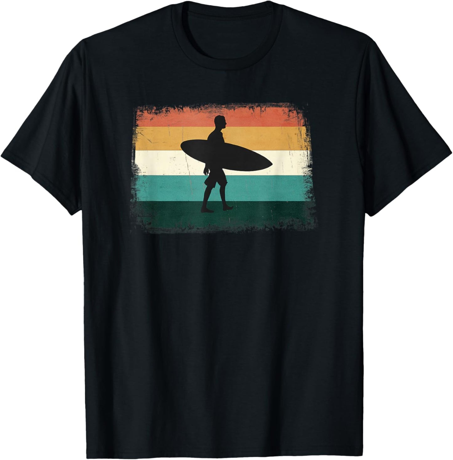 Retro Sunset Surfer - Vintage Surfing/Beach/Sun & Surf T-Shirt - T-Shirt | Black