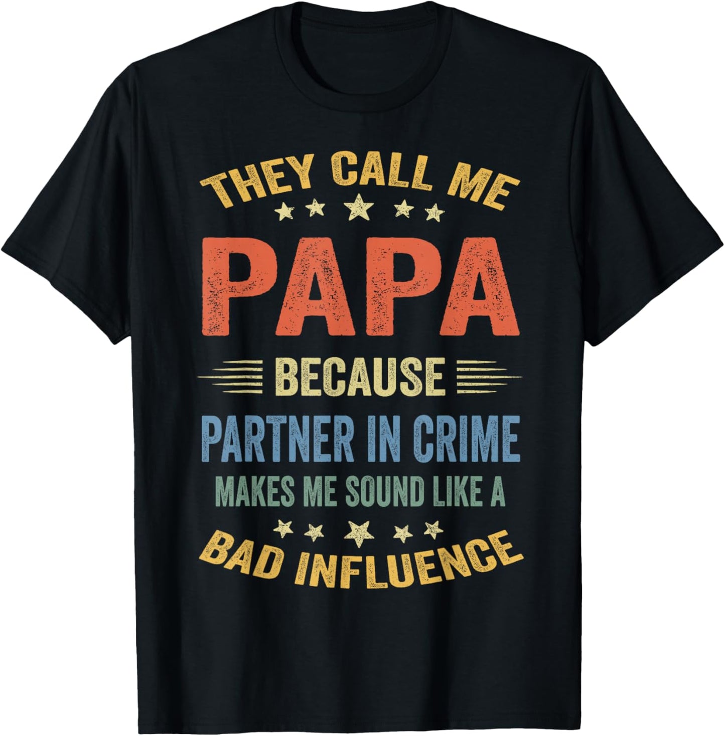 Funny Grandpa Shirts, Papa Partner In Crime Dad T-Shirt - T-Shirt | Black