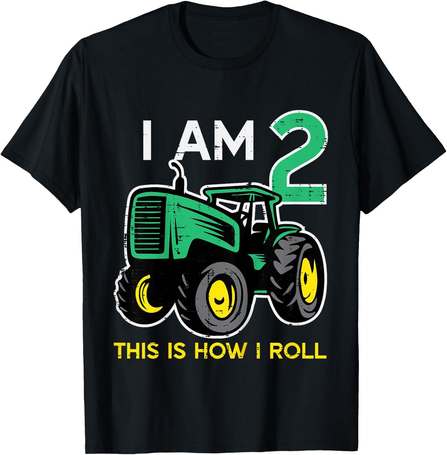 Kids 2nd Birthday Tractor I Am 2 Years Old Farm Truck Boys Kids T-Shirt - T-Shirt | Black