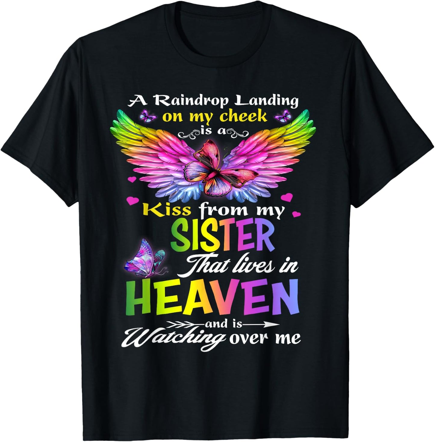 Missing My Sister My Angel In Heaven Memories, Lost Sister T-Shirt - T-Shirt | Black