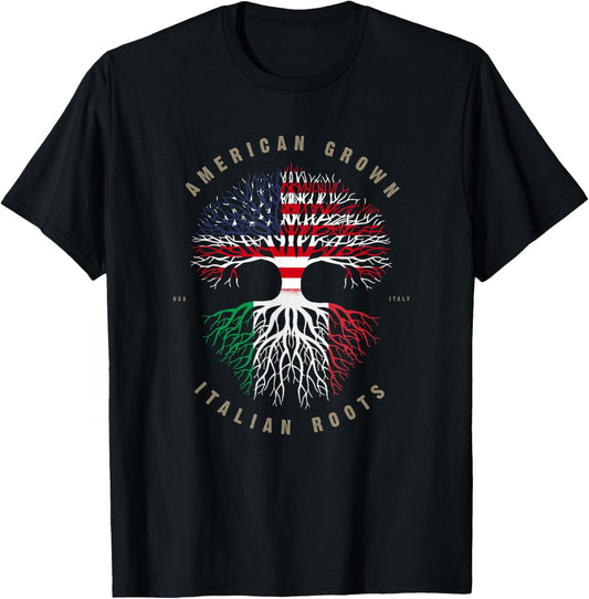 American Grown Italian Roots Italy Flag T-Shirt - T-Shirt | Black