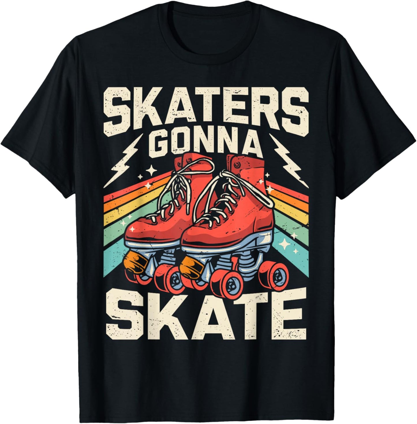 Roller Skating Funny Skaters Gonna Skate Retro 70s 80s Girls T-Shirt - T-Shirt | Black