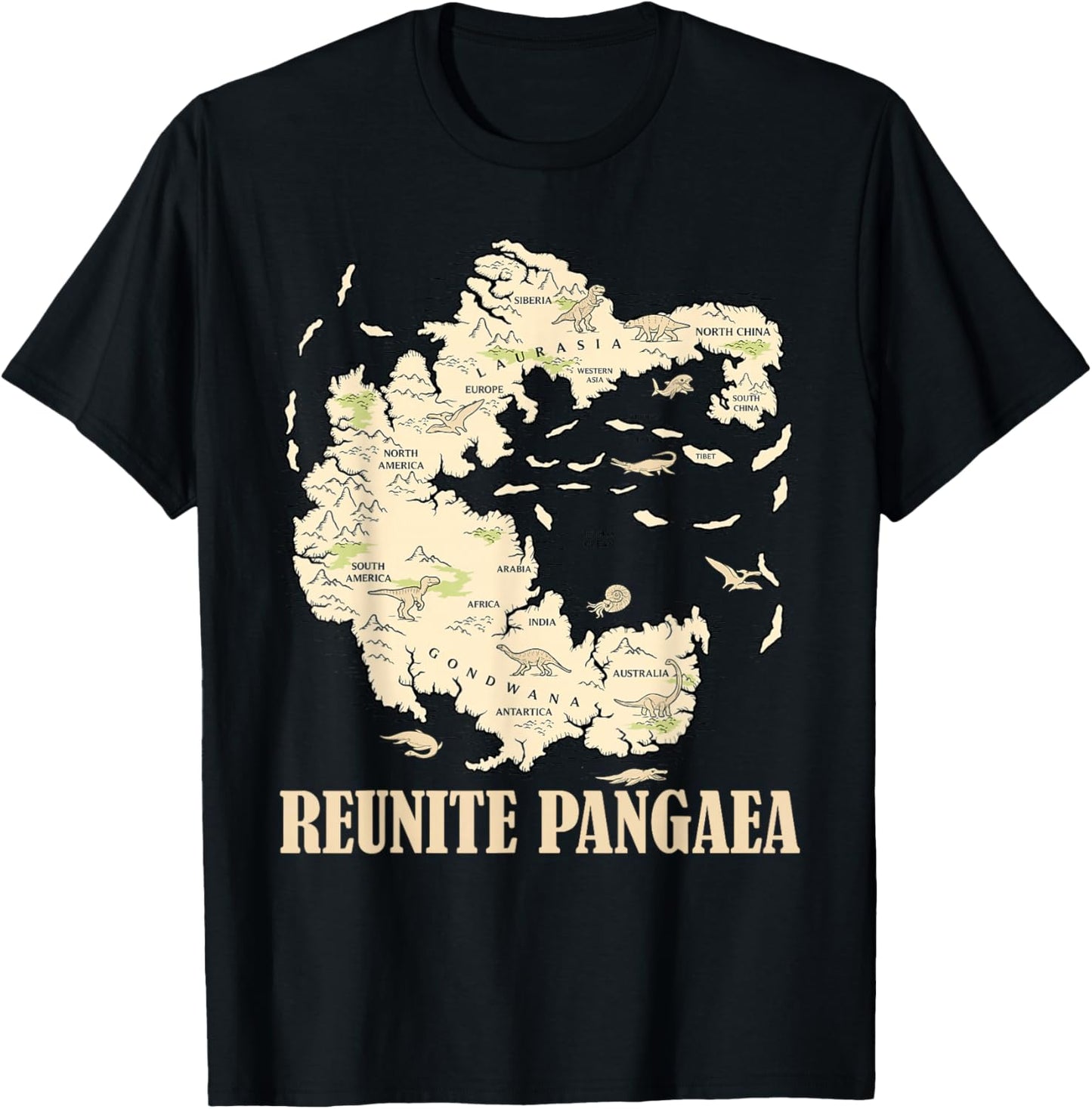 Reunion Pangaea World Map History Geology T-Shirt - T-Shirt | Black
