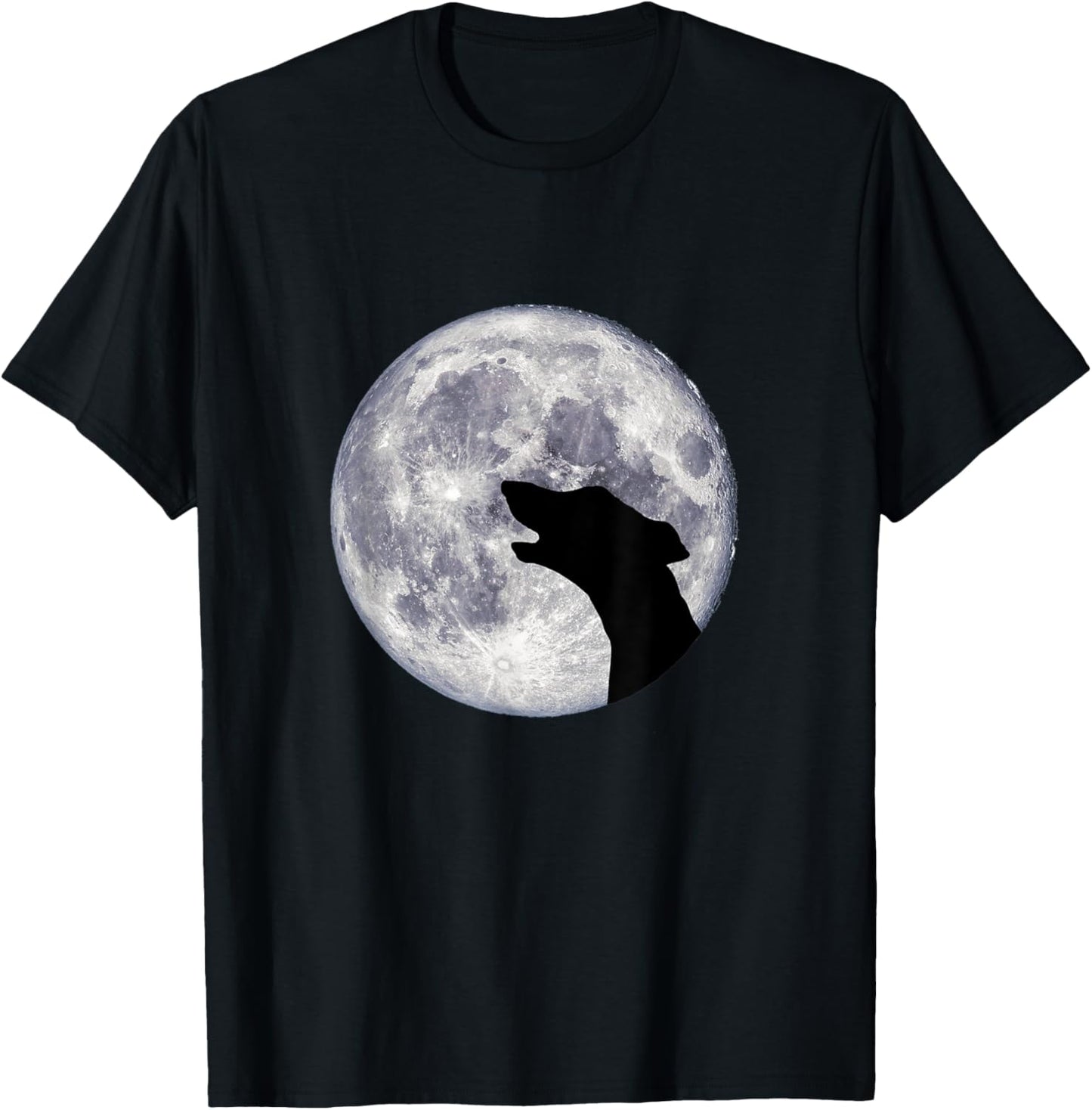 Greyhound / Whippet / Lurcher Howling or Rooing at the Moon T-Shirt - T-Shirt | Black