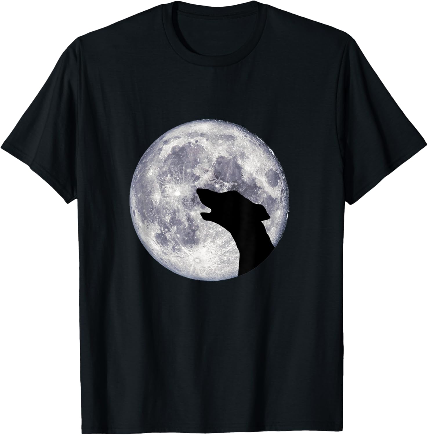 Greyhound / Whippet / Lurcher Howling or Rooing at the Moon T-Shirt - T-Shirt | Black