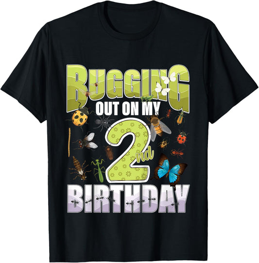 2 Year old Insect Lovers Bugging Out On My 2nd Birthday Bug T-Shirt - T-Shirt | Black