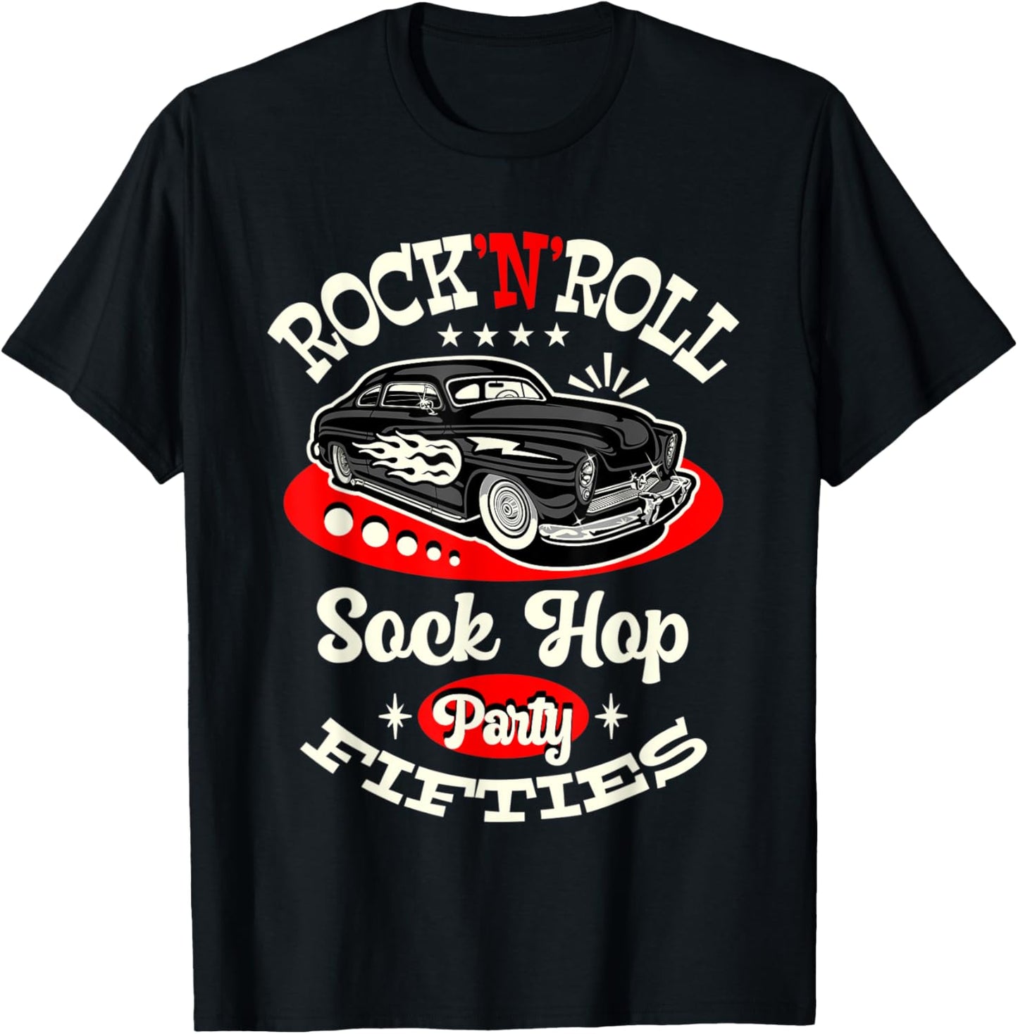 Sock Hop Dance Costume Rockabilly Style 50s Greaser Car T-Shirt - T-Shirt | Black