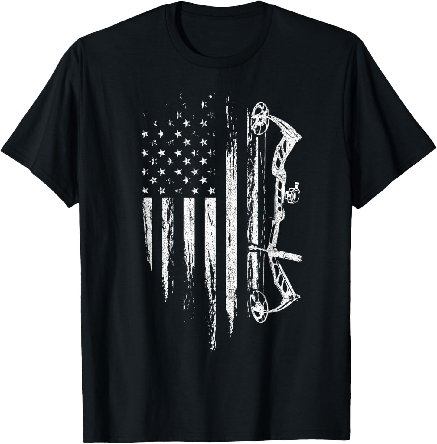 American Flag Bowhunting Bow Archery Gift Deer Hunter T-Shirt - T-Shirt | Black