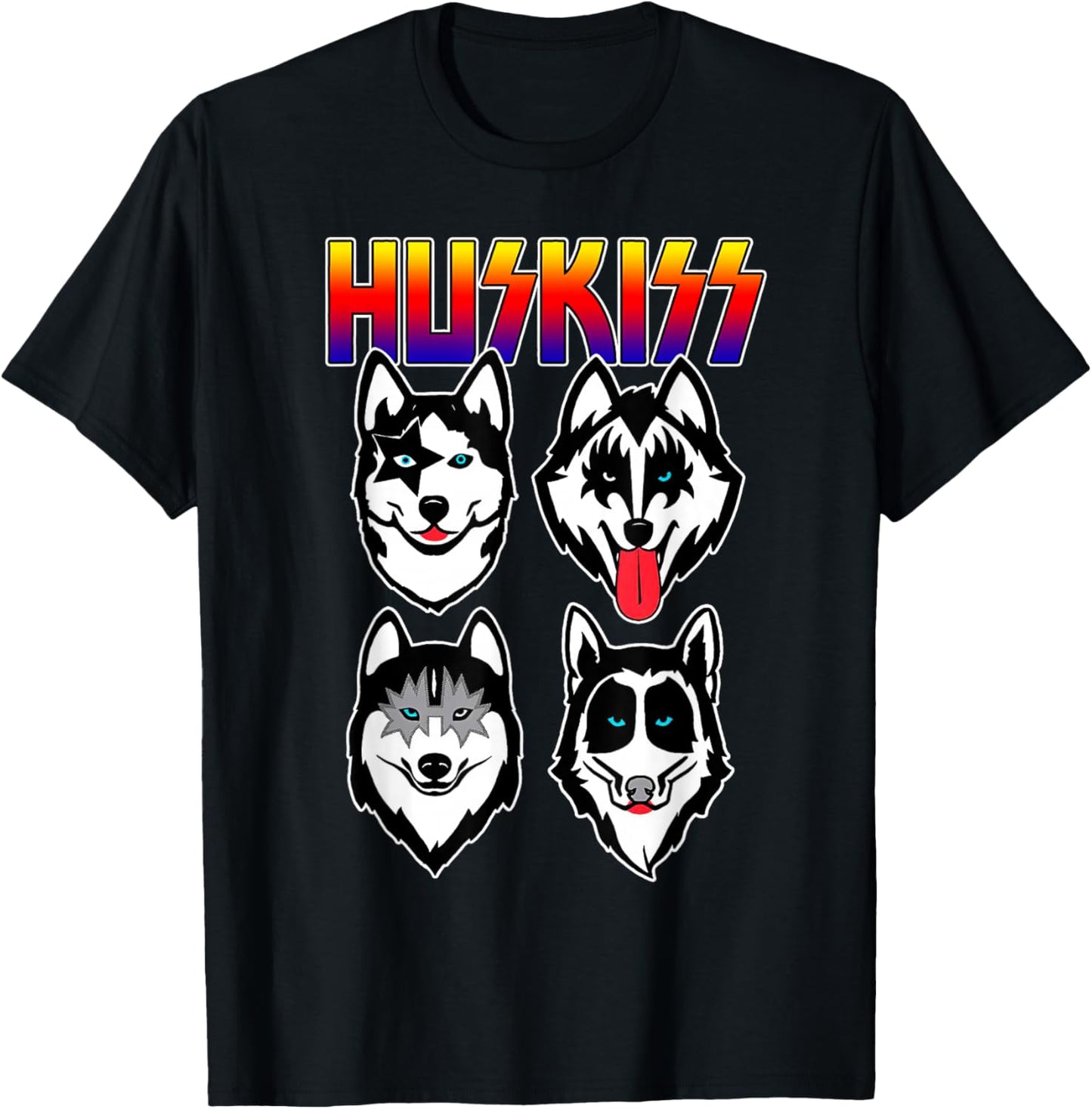 Huskiss Funny Dogs Puppy Rock Rockin Gift Husky Lover T-Shirt - T-Shirt | Black