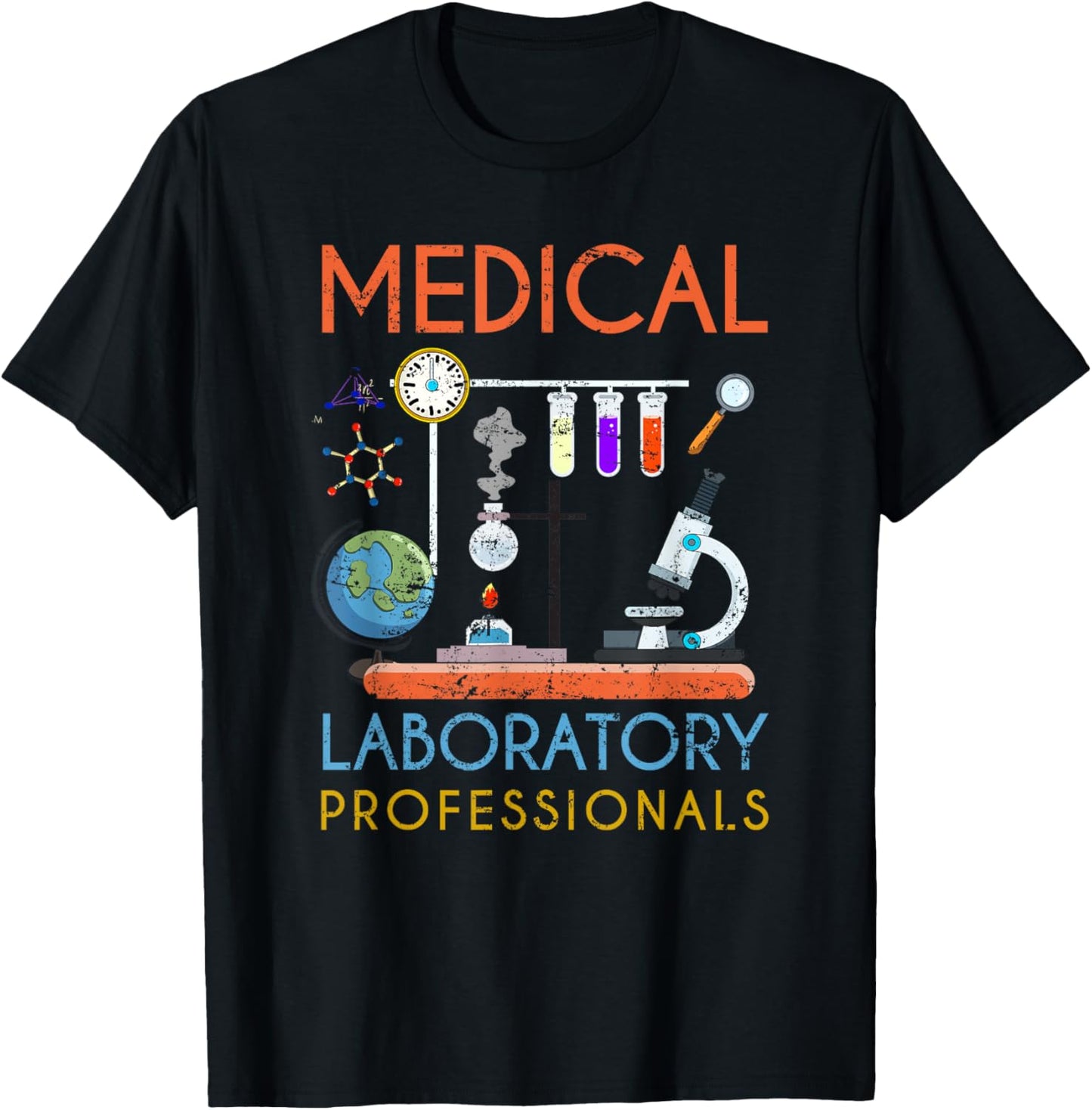 Med Lab Science Microscope Medical Laboratory Professionals T-Shirt - T-Shirt | Black