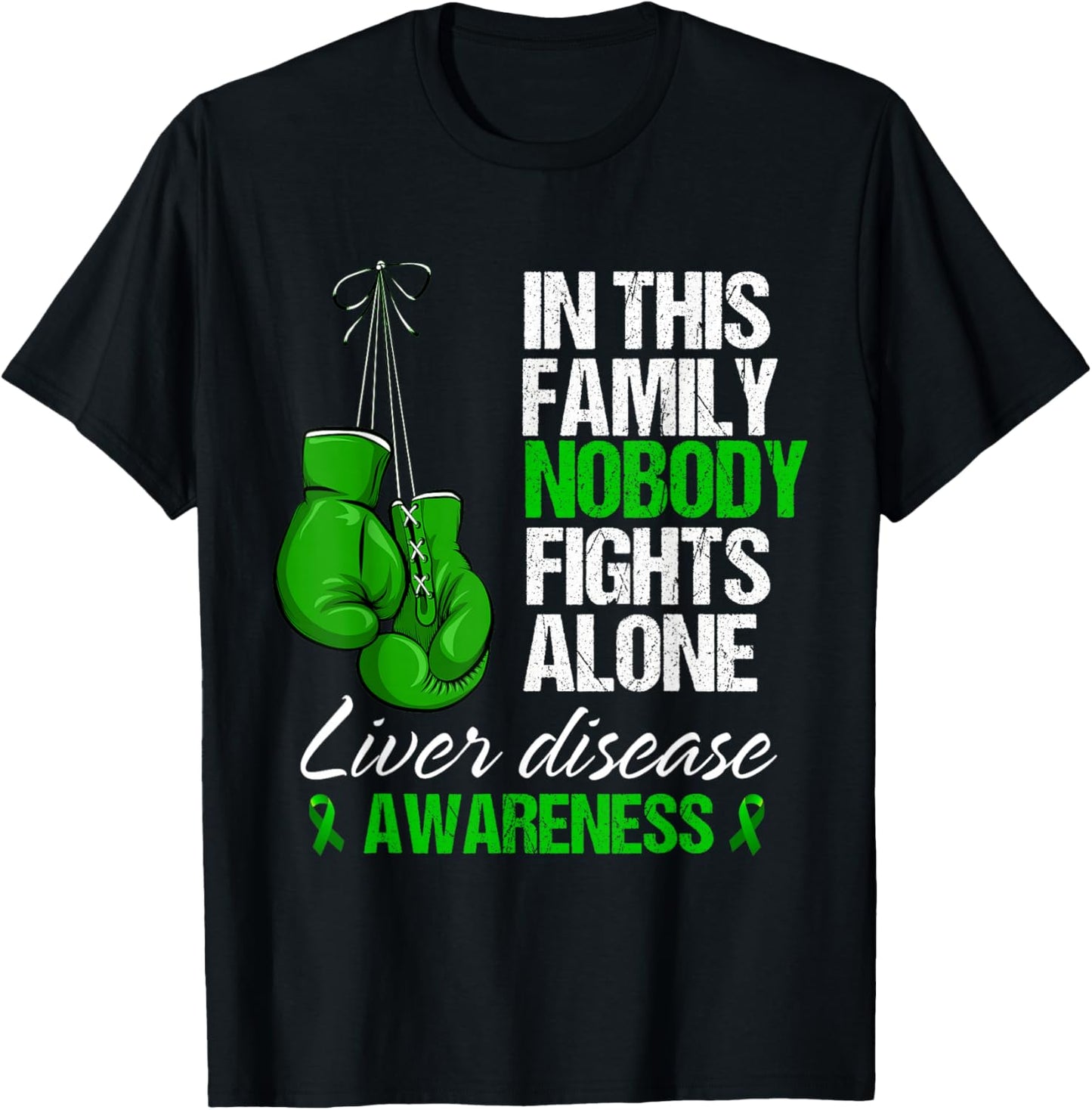 In This Family Nobody Fights Alone Liver Disease Awareness T-Shirt - T-Shirt | Black