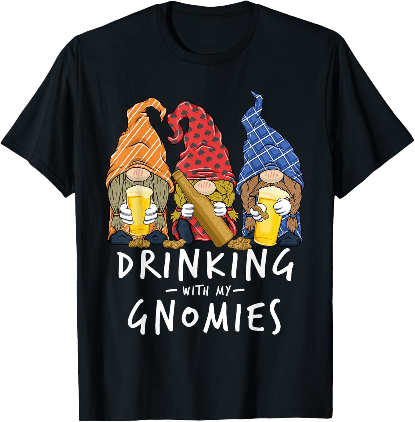 Beer Gnomes Drinking with My Gnomies Beer Drinking T-Shirt - T-Shirt | Black