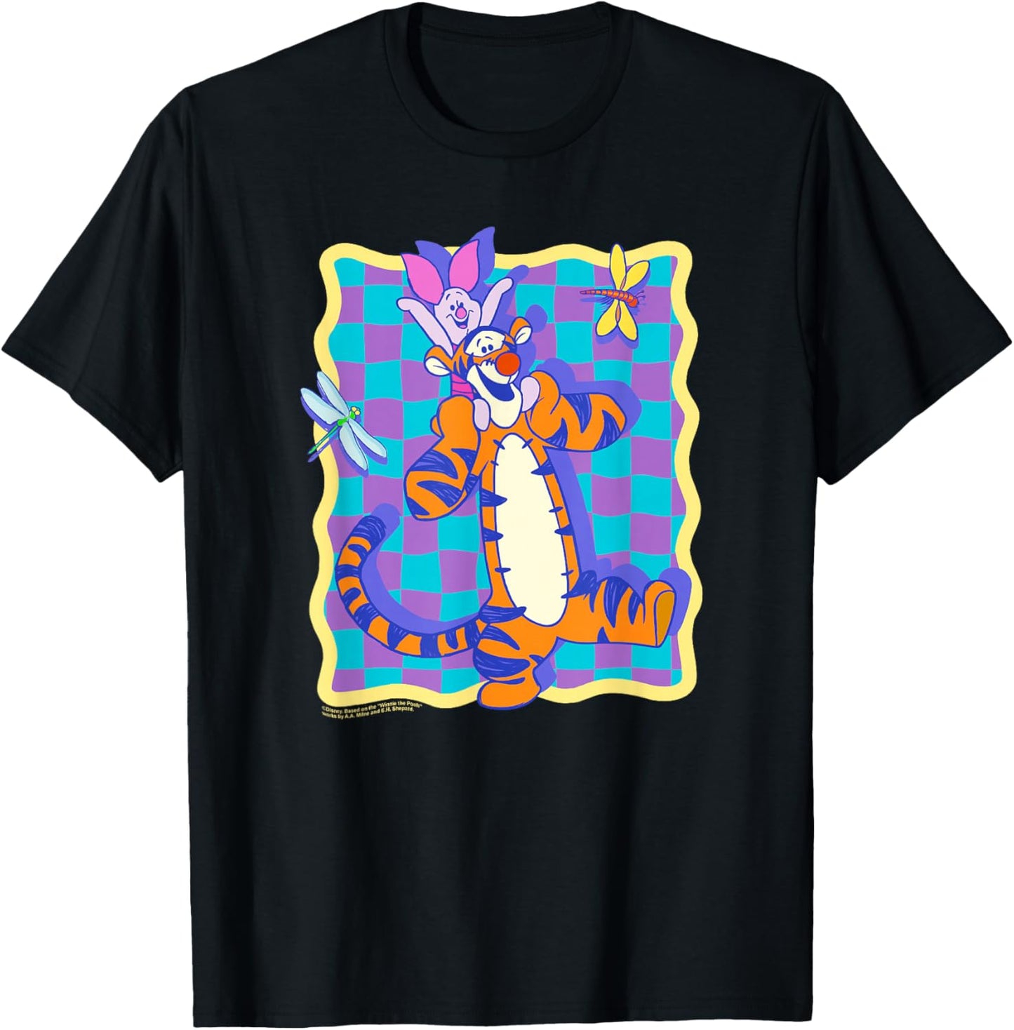 Disney Winnie The Pooh Tigger & Piglet Retro Poster T-Shirt - T-Shirt | Black