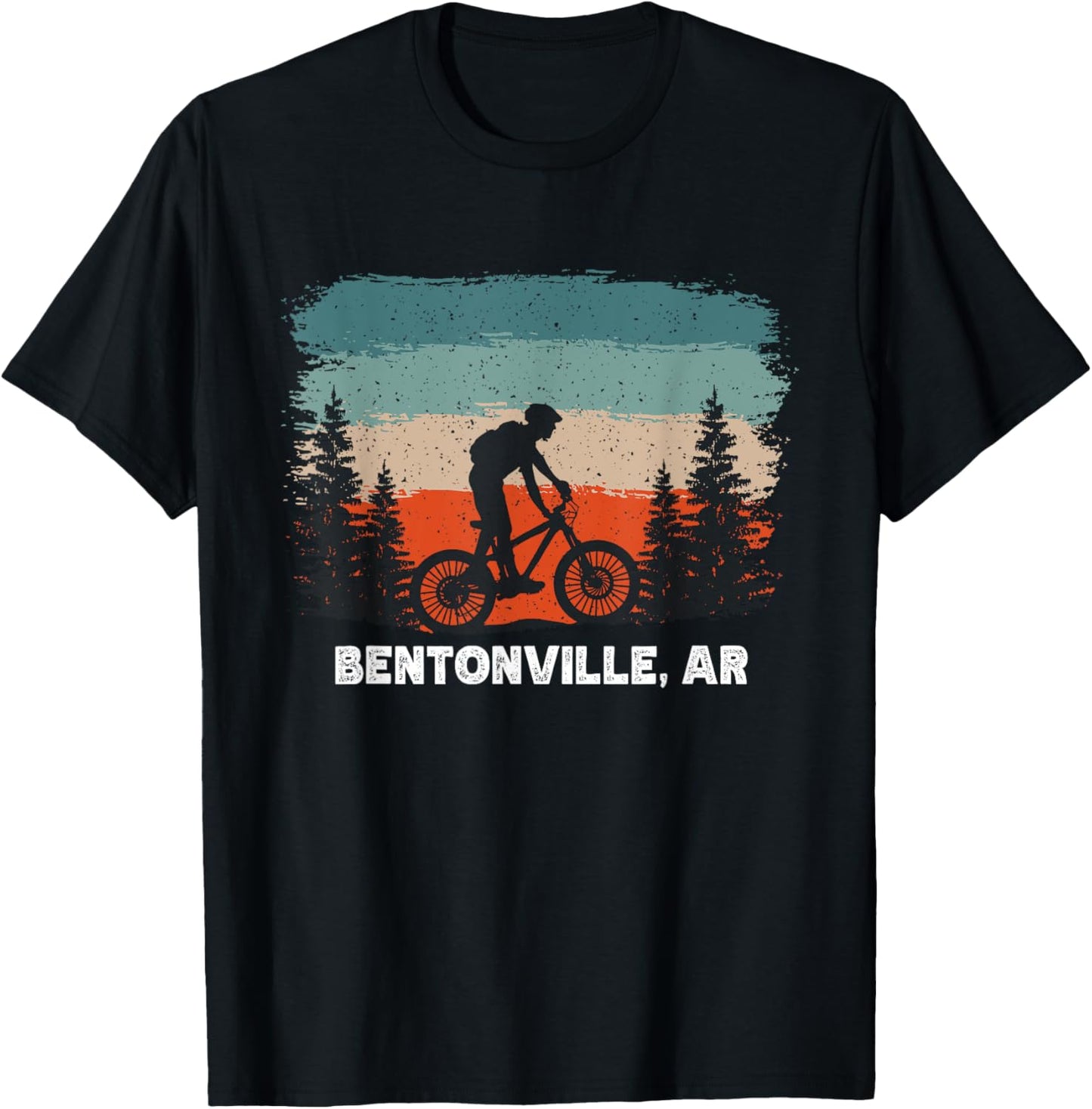 Mountain Bike Retro Sunset Vintage Bentonville, AR T-Shirt - T-Shirt | Black