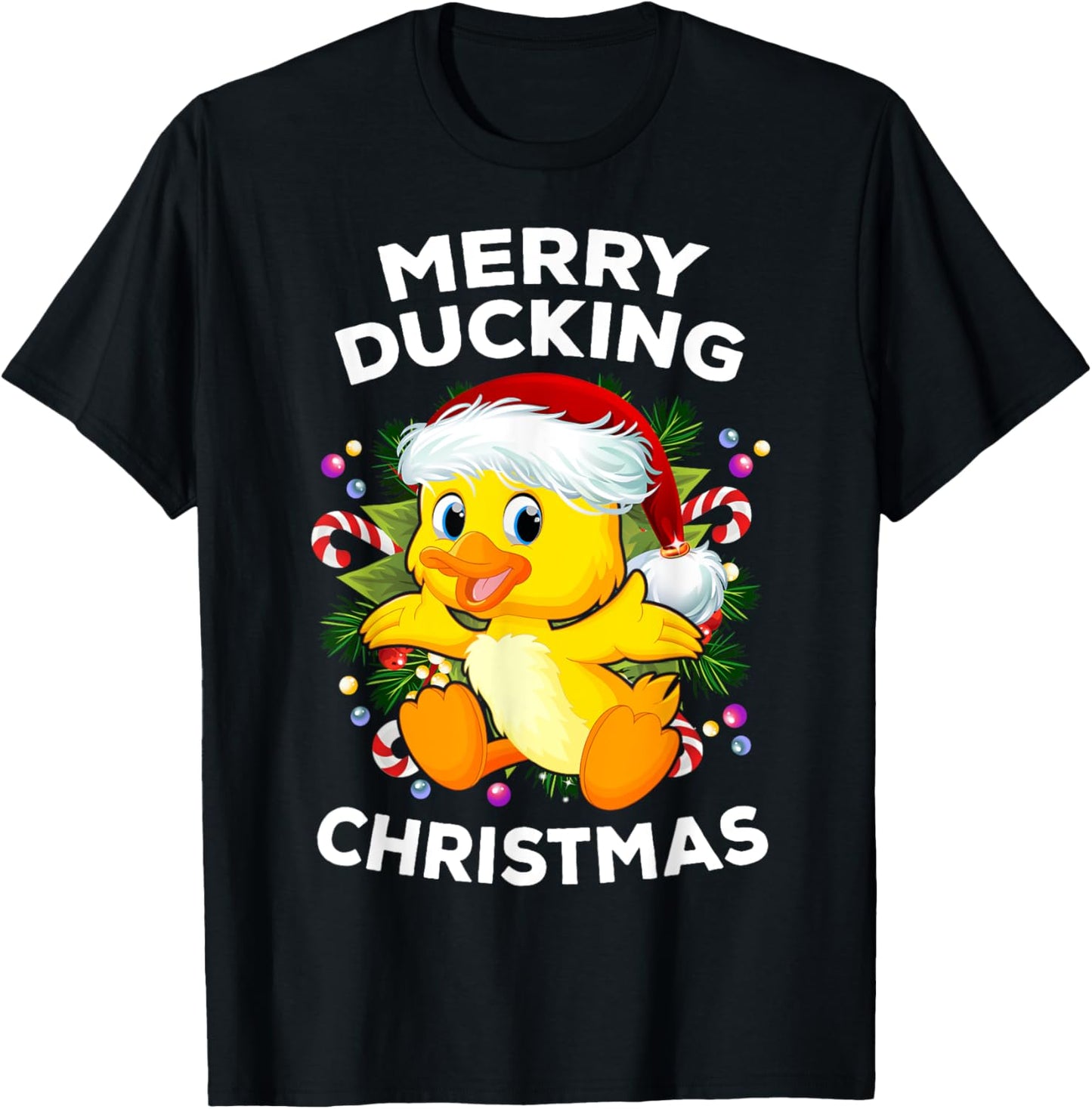 Merry Ducking Christmas - Funny Xmas Duckling Duck Lover T-Shirt - T-Shirt | Black