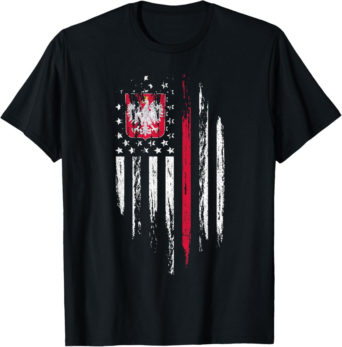 Polish American Flag Combo Poland USA Polska Patriotic Gift T-Shirt - T-Shirt | Black