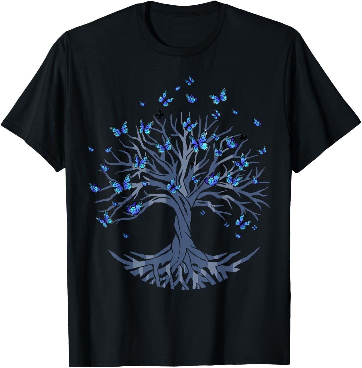 Butterfly Tree Beautiful Animal Butterflies Tree Nature T-Shirt - T-Shirt | Black