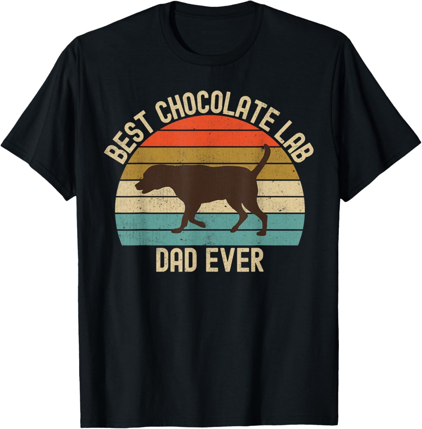 Vintage Retro Best Chocolate Lab Dad Ever Labrador Retriever T-Shirt - T-Shirt | Black